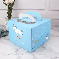 Unicorn cake box kotak kue ulang tahun biru 20x20 kotak tart