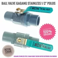MDN Ball Valve PVC 1/2” inch Gagang Stainless / Stop Kran Paralon
