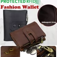Dompet Pria Lipat Kulit Asli RFID Protection Leather Wallet 3578