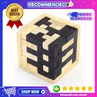 Mainan Asah Otak Anak 3D Puzzle Cube Tetris Kubus Kayu Brain Teaser