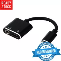 Adapter USB Type C to AUX 3.5mm Headphone + USB Type C - W1O33 - Black