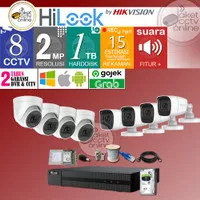 PAKET CCTV 8 KAMERA 2MP HILOOK AUDIO HDD 1TB REKAM SUARA