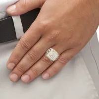 Cincin Emas 18k Polos Aksen Berlian Safir Putih Untuk Pria