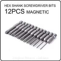 12PCS Mata Obeng Plus Set | Hex Shank Magnetic Screwdriver Bit