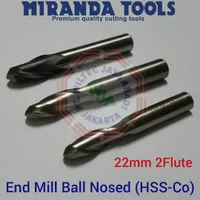 Ball nose end mill 22mm (2Flute) HSS Cobalt merk Miranda Tools (India)
