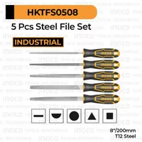 5-Pcs Steel File Set (8") INGCO HKTFS0508 - Kikir Besi Kotak Segitiga