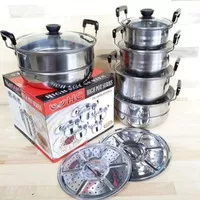 PANCI SET 5 PCS TUTUP KACA STEAMER PANCI SET 5 SUSUN STAINLESS STEEL