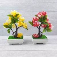 Bonsai Mawar Artificial tinggi 20 cm / Bunga Palsu/ Bunga Artificial - Kuning