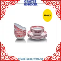 Piring Mangkok Saji Set Tupperware - Classic Red Melamine Collection