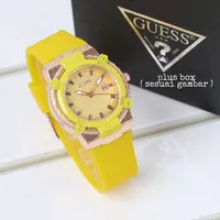 JAM TANGAN WANITA GUESS DATE RUBBER NEW (ADA 9 WARNA) - 1. YELLOW