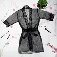 Set Baju Tidur Kimono Seksi Transparan Sexy Lingerie Lace Wanita KL32