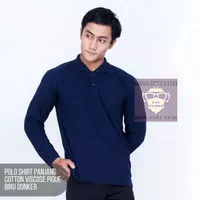 Polo Shirt Long Sleeve Kaos Berkerah Lengan Panjang Biru Dongker