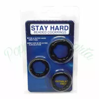 READY STAY HARD COCK RING | BEADED COCKRINGS ORI IMPORT 3 IN 1 - BLACK