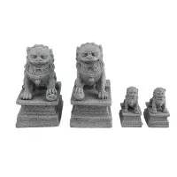2 Buah Dekorasi Singa Batu Mini Patung Singa Gaya Tiongkok