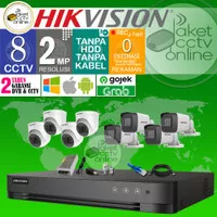 PAKET CCTV 8 KAMERA 2MP HIKVISION MURAH TANPA KABEL DAN HDD