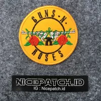 Patch Guns n Roses Background Kuning Outline Hitam Emblem Band