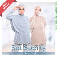 One Set Sporty Muslimah Dryfit (Baju Hijab Free Masker)