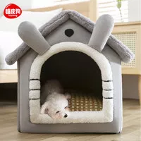 Rumah Anjing / Doggy / Kucing Bahan Lembut Desain Mewah dengan Bantal