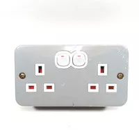 Switch Socket Outlet 2x13AMP Metal/Stop Kontak Besi Double