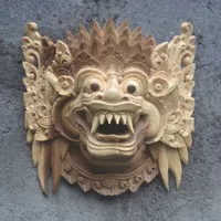 Patung Tapel Barong Kayu Buatan Tangan Bali 20x20x8 cm
