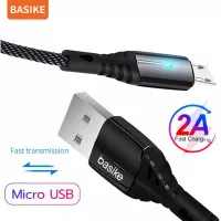 Kabel Data LED Fast Charging BASIKE Micro USB Cable for Huawei Samsung