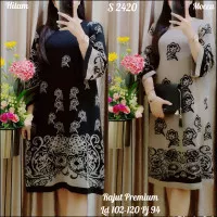 Maxi Dress Pesta Atasan Batik Rajut Premium Import Motif Bunga Jumbo