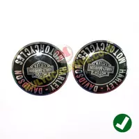 Emblem Harley Davidson Model Bulat Cembung Hitam Plat Komunitas Motor