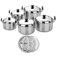 Panci Set 5 Pcs + Steamer - Panci Set Kingko Steamer 555 Stainless