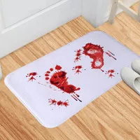 Halloween Red Blood Bath Bathroom Mat Bloody Footprint Anti-sl