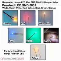 Rangkaian Lampu LED Mini SMD 0805 3v Dengan Kabel untuk maket ama -