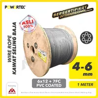 Wire Rope / Kawat Seling Baja 6x12 7FC PVC 4-6mm POWERTEC - 1 Meter