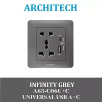 ARCHITECH INFINITY A63-C06U A+C GREY Stop Kontak - Universal USB A+C