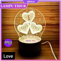 LAMPU TIDUR KAMAR LOVE LED 3D TRANSPARAN MOTIF LOVE HIAS KAMAR TIDUR