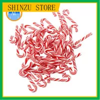 [Su] 50Pcs Red And White Handmade Christmas Candy Cane Kawaii Mini