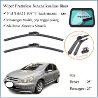 Wiper Frameless Kaca Mobil Peugeot 307 T5 Hatch 2001 2002 2003 2004