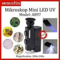 Mikroskop Saku Mini LED UV AB97 / Microscope Portable Lampu Tekstil