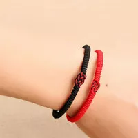 (0_0) Gelang tali merah anyaman tangan gelang simpul uang ganda (_)