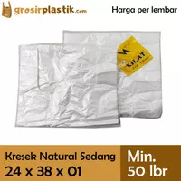 [LBR] M045 Kantong Kresek Kilat 24 x 38 x 01 Natural min 50 lbr Murah