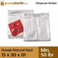 [LBR] M044 Kantong Kresek Kilat 15 x 30 x 01 Natural min 50 lbr Murah