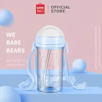 MINISO Botol Minum Air We Bare Bears Botol Air Dengan Sedotan 400ML