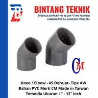 Elbow / Knee 6" inch PVC AW Merk CM Taiwan 45 Derajat