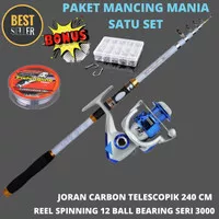 Joran Ghotda Reel Yumoshi+kail 1 set joran pancing 2.4M rel cs3000 COD