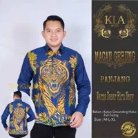 Kemeja batik MACAN BIRU / Batik lengan panjang warna biru motif macan