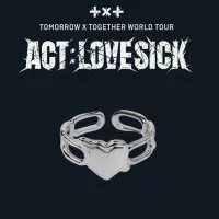 Cincin Desain Kpop TXT ACT LOVE SICK Tour Merch Warna silver Untuk