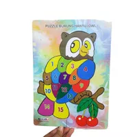 Puzzle Burung Hantu Mainan Papan Edukasi Anak Mengenal Angka 1-15