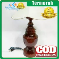 FATMAJATI Hiasan Kamar Lampu Meja Antik Kayu Jati Asli Blora