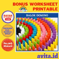 Balok Domino 120pcs /Mainan Anak Balok Kayu Susun/Mainan Edukasi Balok