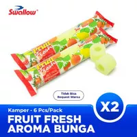 Twin Pack Swallow Kamper / Kapur Barus Fruit Fresh 6's - Warna Random