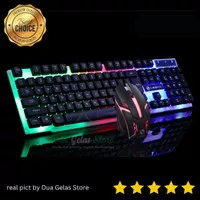 Keyboard RGB LED Wired Gaming dan Mouse LED Wired Gaming RGB Bundling