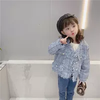 Blazer Anak Perempuan Tweed Pink Biru Premium EOBaby L55